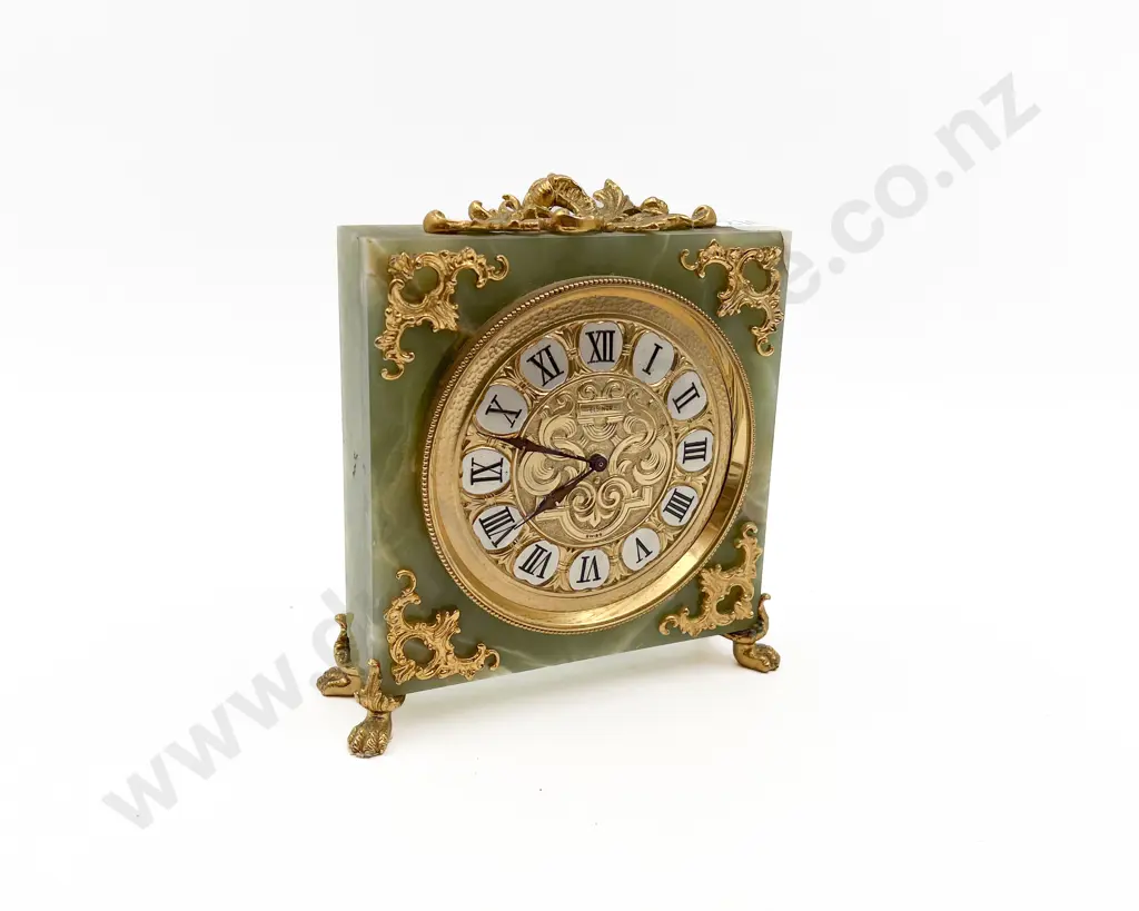 Gilt Metal and Hardstone Decorative Clock Image 1++