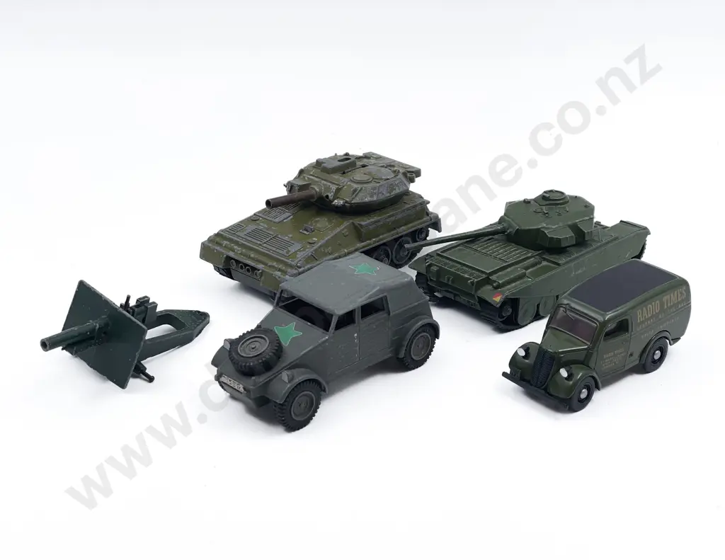 Three Dinky Military Vehicles with Two Others Image 1++