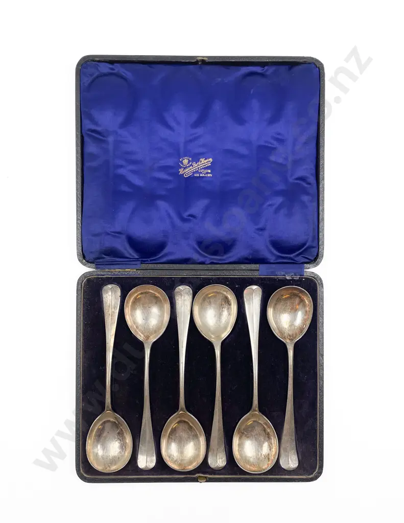 Cased Set Six S/Plate Old English Rat Tail Pattern Soup Spoons Image 1++