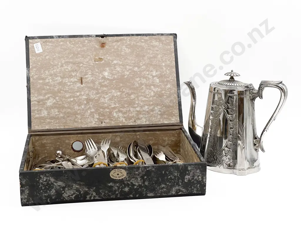 Quantity of Assorted Bone Handled and Other Cutlery Together with Plated Teapot Image 1++