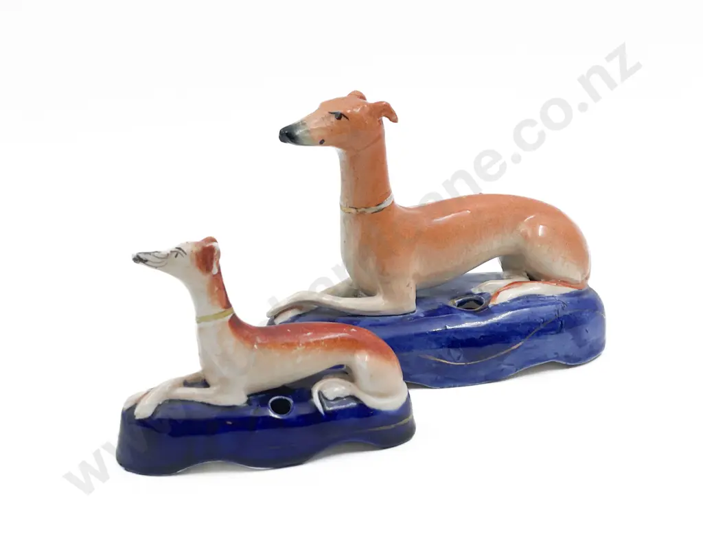 Two Staffordshire Greyhound Pen Holders Image 1++