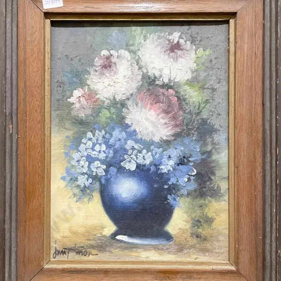 Indistinctly Signed - Floral Still Life - Oil on Canvas