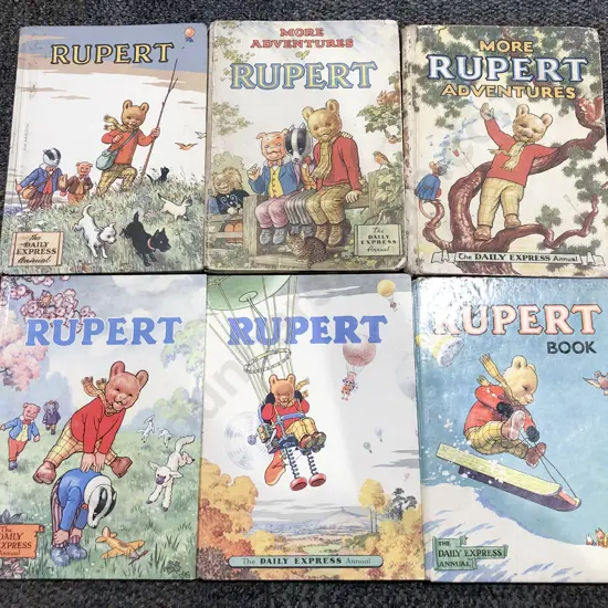 Early C1950's Six Rupert Bear Annuals