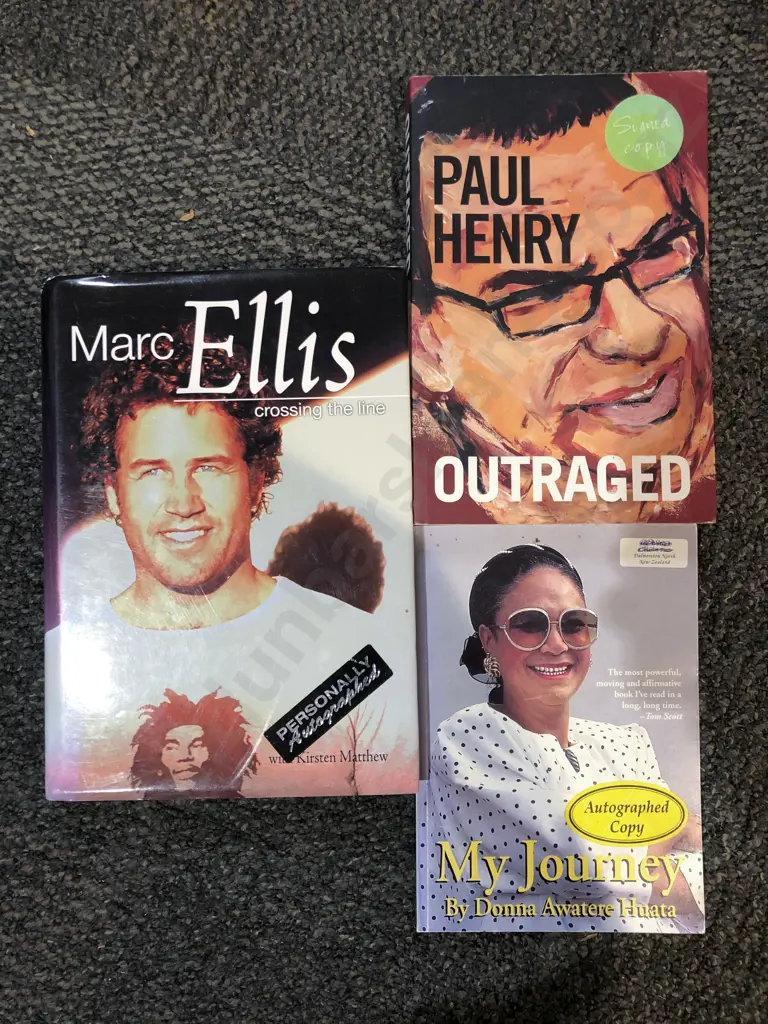 Three Signed Assorted NZ Personality Biographies Image 1++
