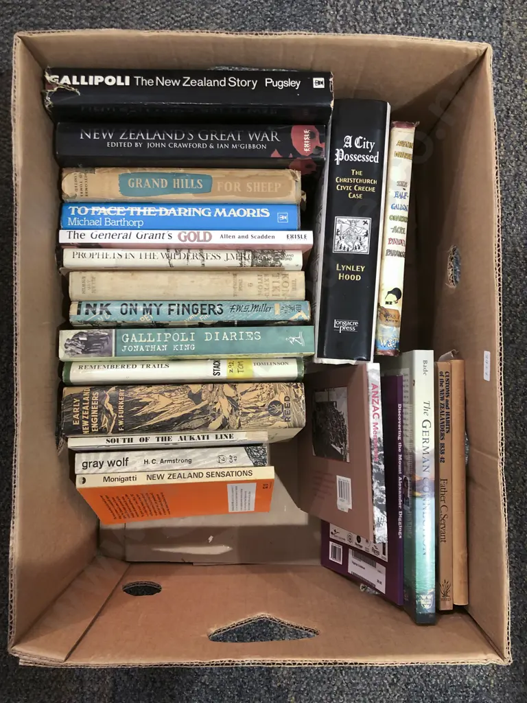 Box Quantity of Assorted Books Including NZ War Reference Image 1++