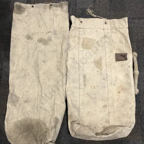 Two Vintage Duffel Bags Together with Assorted Vintage Life Jackets
