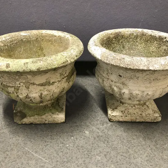 Pair of Concrete Decorative Garden Pots
