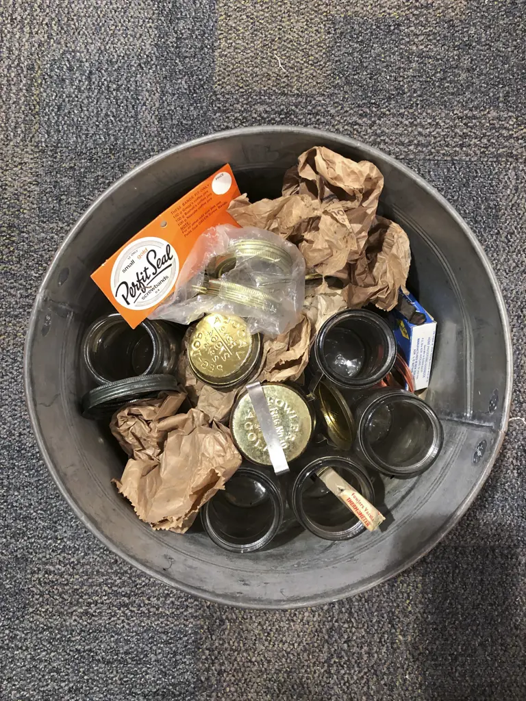 Large Copper and Steel Preserving Pot with Assorted Preserving Accessories Image 1++