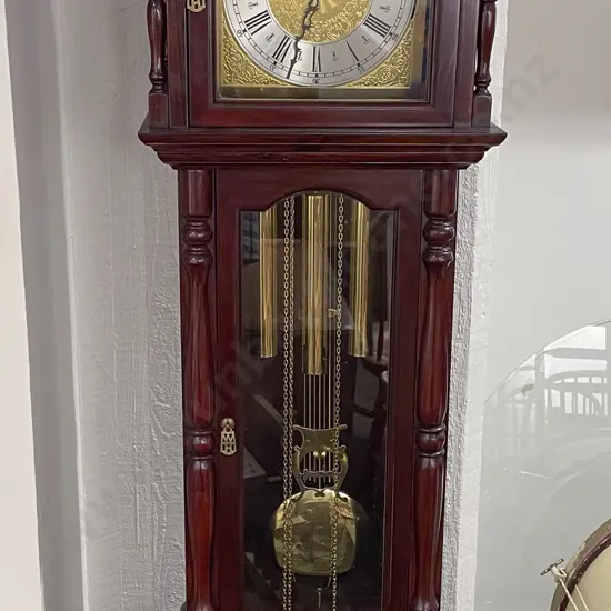 Reproduction Mahogany Grandfather Clock