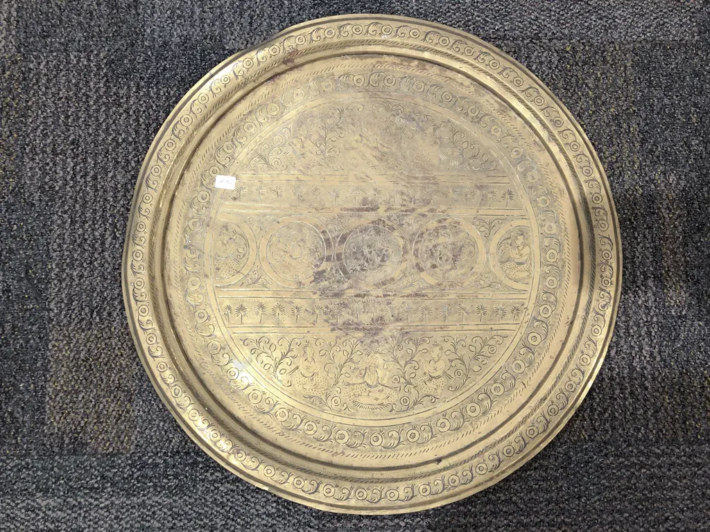 Large Brass Circular Tray Image 1++