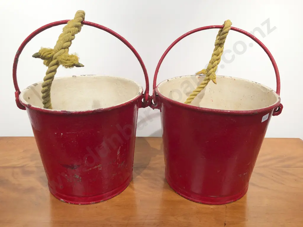 Pair of Vintage Firefighter Water Pails Image 1++