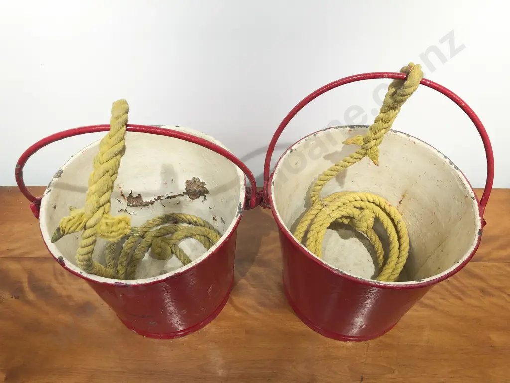 Pair of Vintage Firefighter Water Pails Image 1++