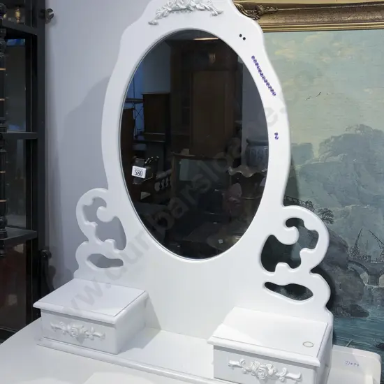 White Painted Two Drawer Dressing Table Mirror