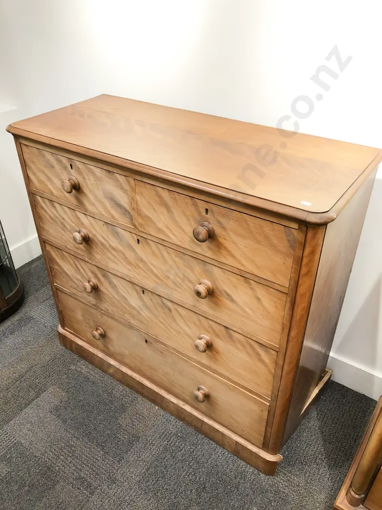 Victorian Satin Birch Flat Front Chest of Drawers Image 1++