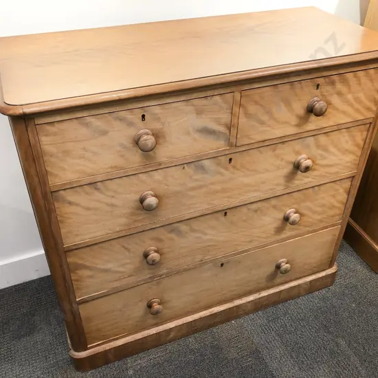 Victorian Satin Birch Flat Front Chest of Drawers