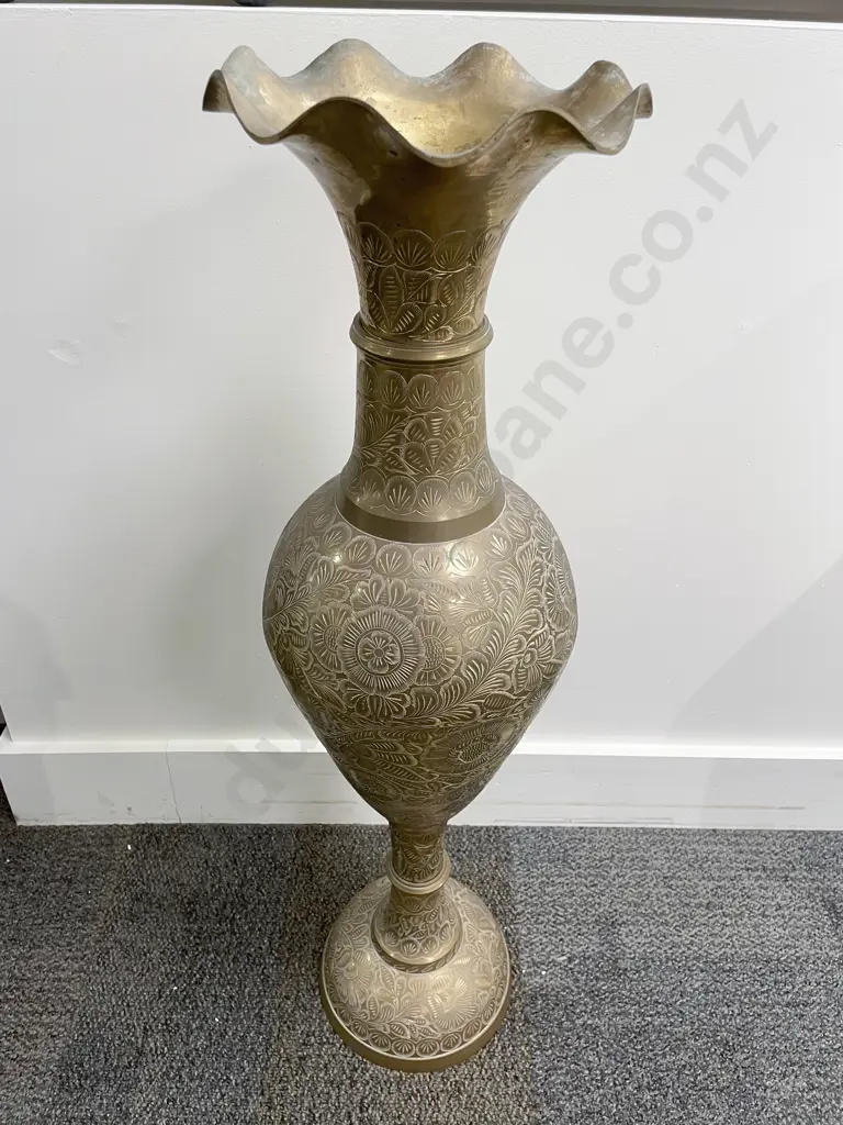 Large Brass Floor Vase Image 1++