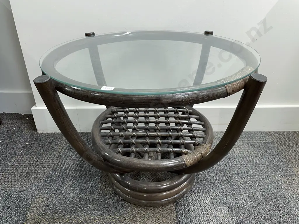 Cane Two Tier Glass Top Coffee Table Image 1++