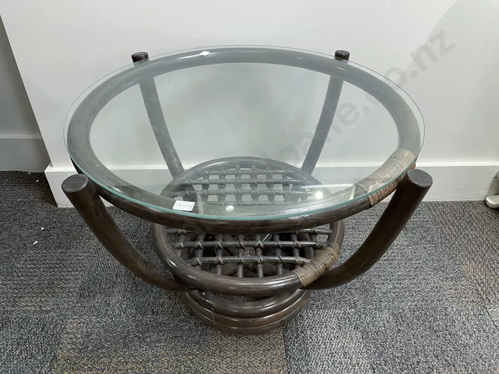 Cane Two Tier Glass Top Coffee Table Image 1++