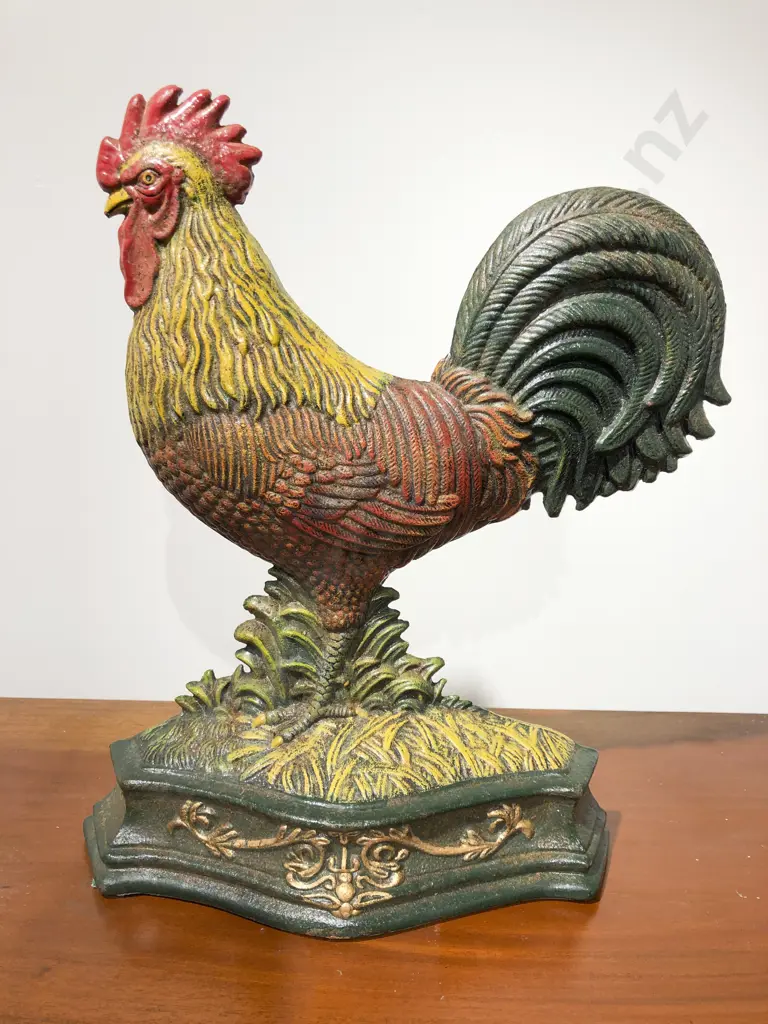 Wrought Metal Rooster Form Doorstop Image 1++