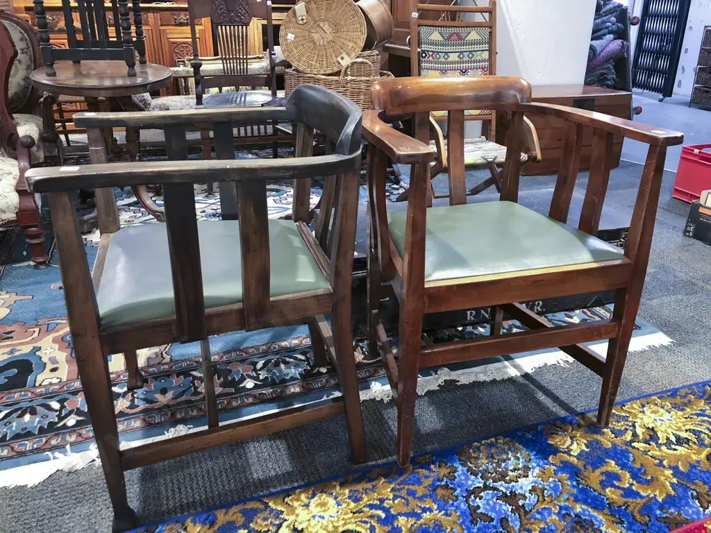 Two Leather Seated Tub Chairs Image 1++