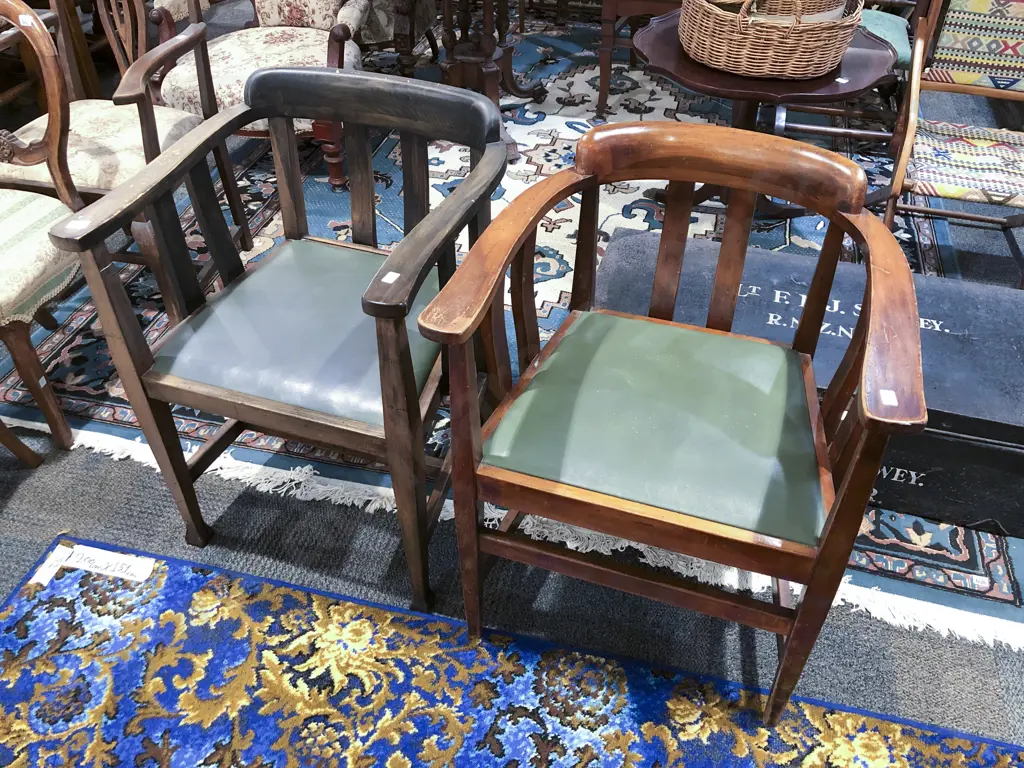 Two Leather Seated Tub Chairs Image 1++