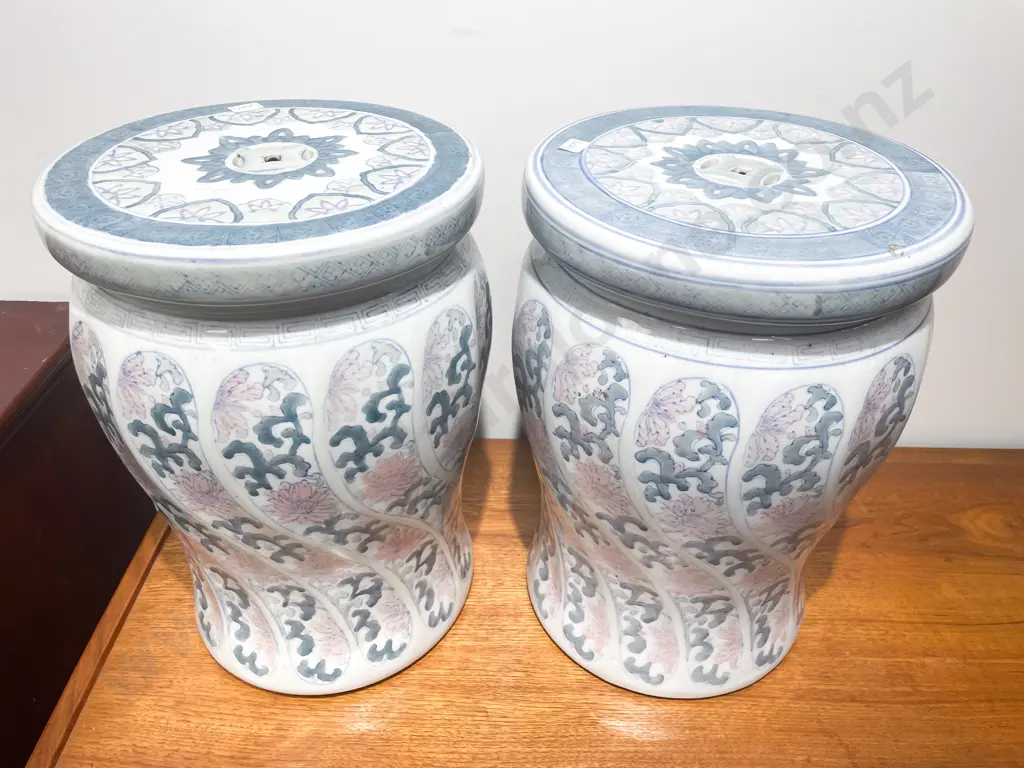 Pair of Chinese Ceramic Stools Image 1++