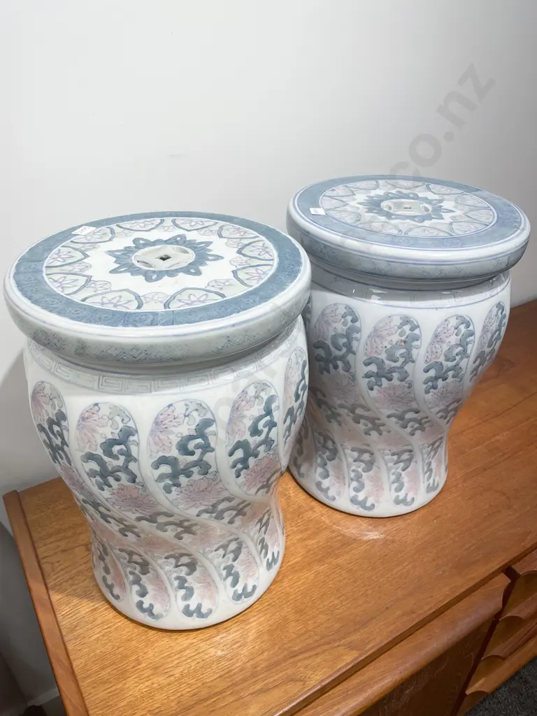 Pair of Chinese Ceramic Stools Image 1++