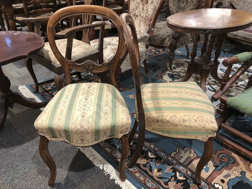 Pair of Victorian Balloon Back Chairs Image 1++