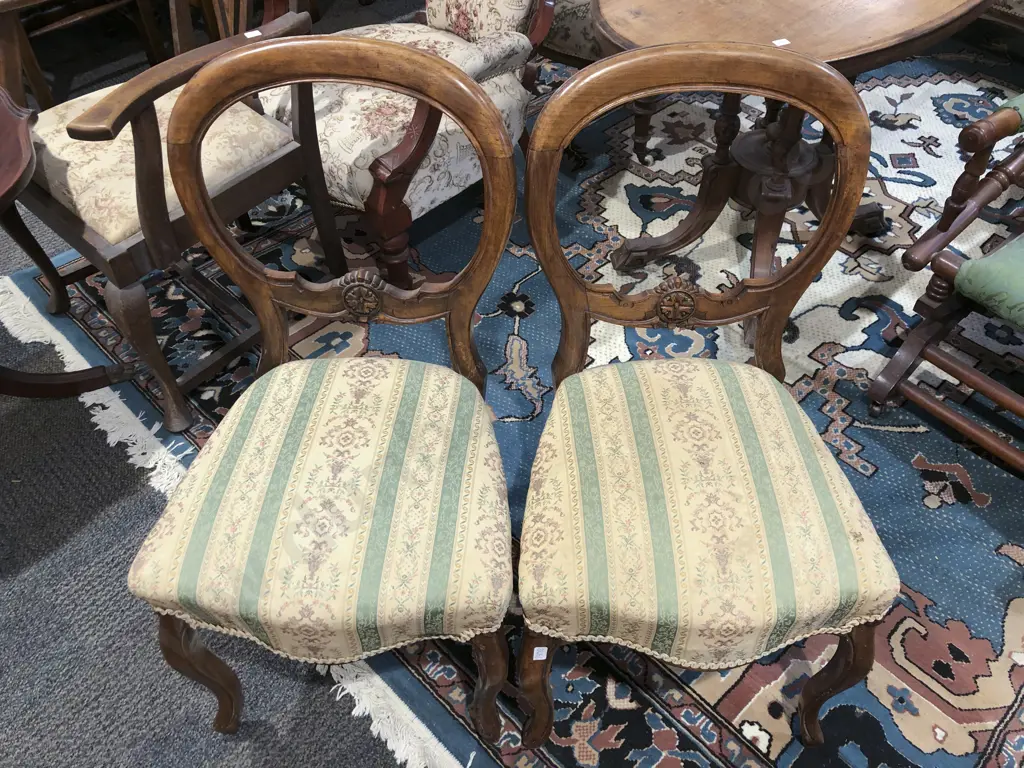 Pair of Victorian Balloon Back Chairs Image 1++