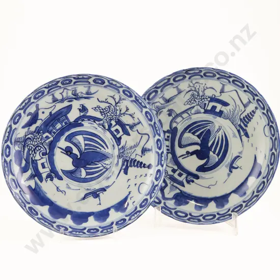 A Pair of 19th Century Chinese Export Porcelain Blue and White Plates