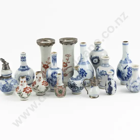 A Collection Of Seventeen 19th Century Miniature Chinese Vases