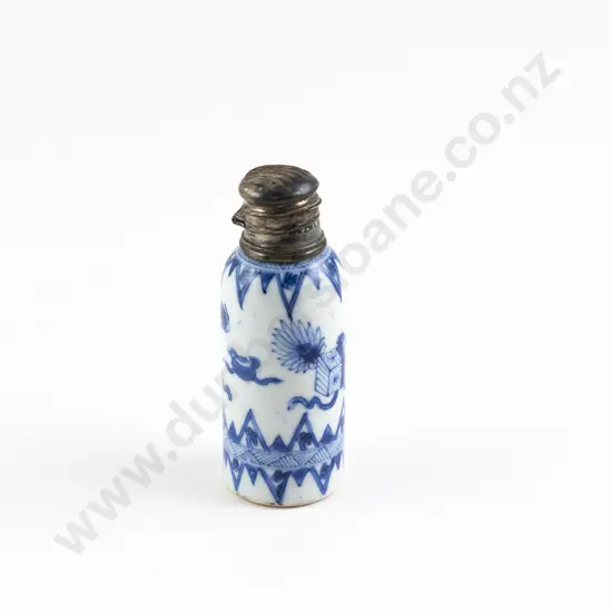A Chinese 19th Century Blue And White Scent Bottle