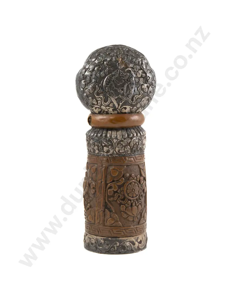 A Rare Large 19th Century Tibetan Silver And Copper Monastic Seal Chop Image 1++