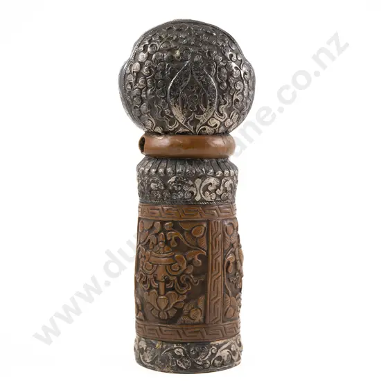 A Rare Large 19th Century Tibetan Silver And Copper Monastic Seal Chop