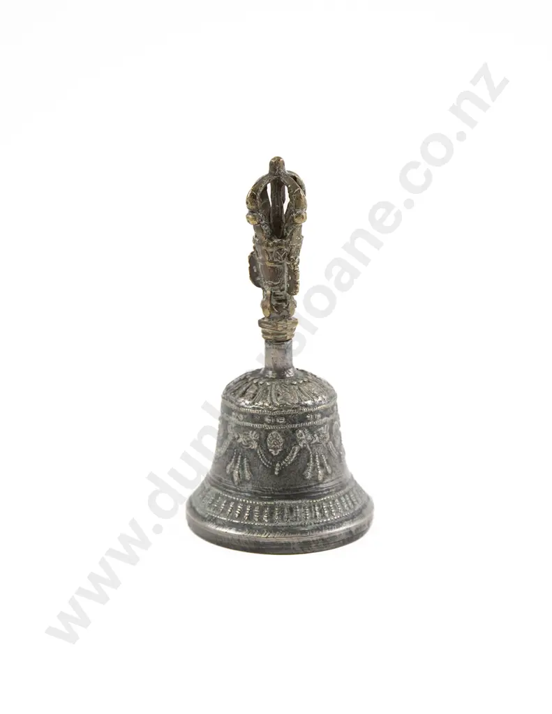 A Rare 19th Century Tibetan Bell With Brass Dorje Final Image 1++