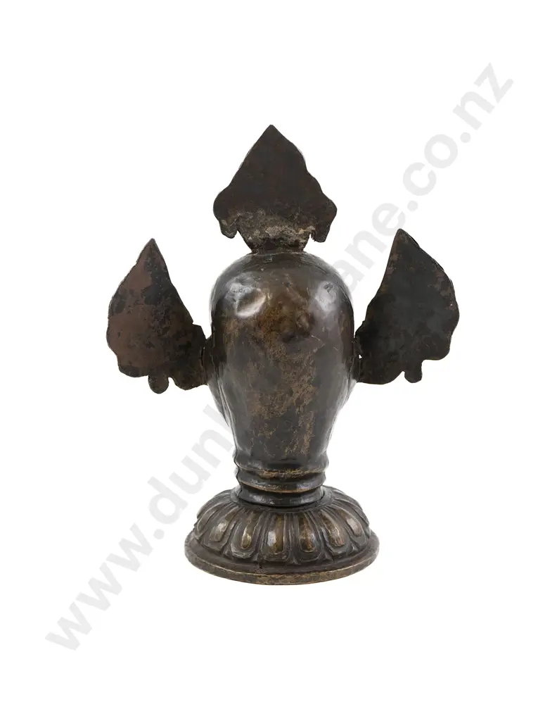 A Large and Unusual 19th Century Tibetan Cast Copper Skull Altar Figure Image 1++