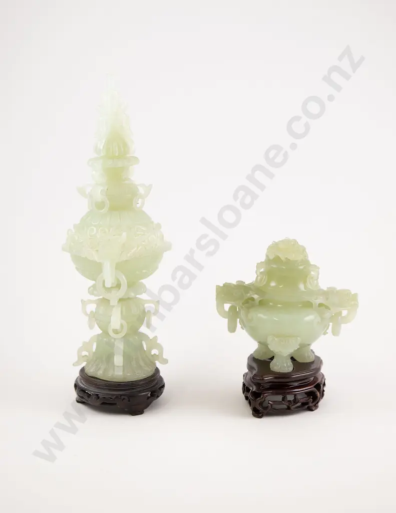 Two Chinese Celedon Jade Censors Image 1++