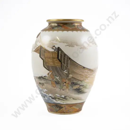A Superb Japanese Meiji Period Satsuma Vase by Okamoto Ryozan For The Yasuda Company