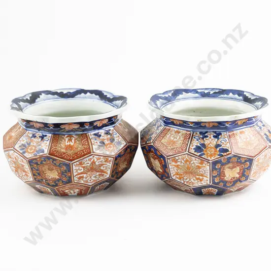 A Pair Of Imari Meiji Period Table Jardinières