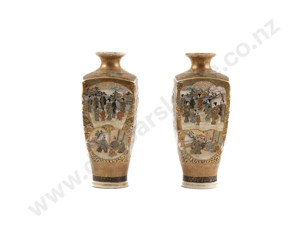 A Pair of Meiji Period Satsuma Vases Image 1++