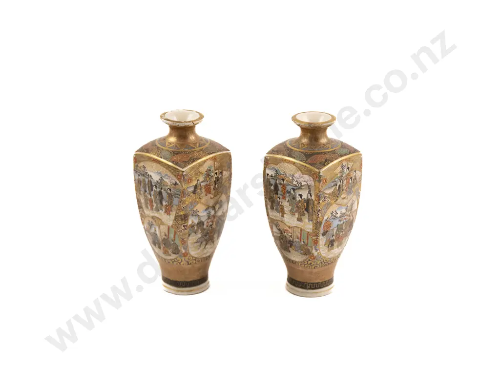 A Pair of Meiji Period Satsuma Vases Image 1++