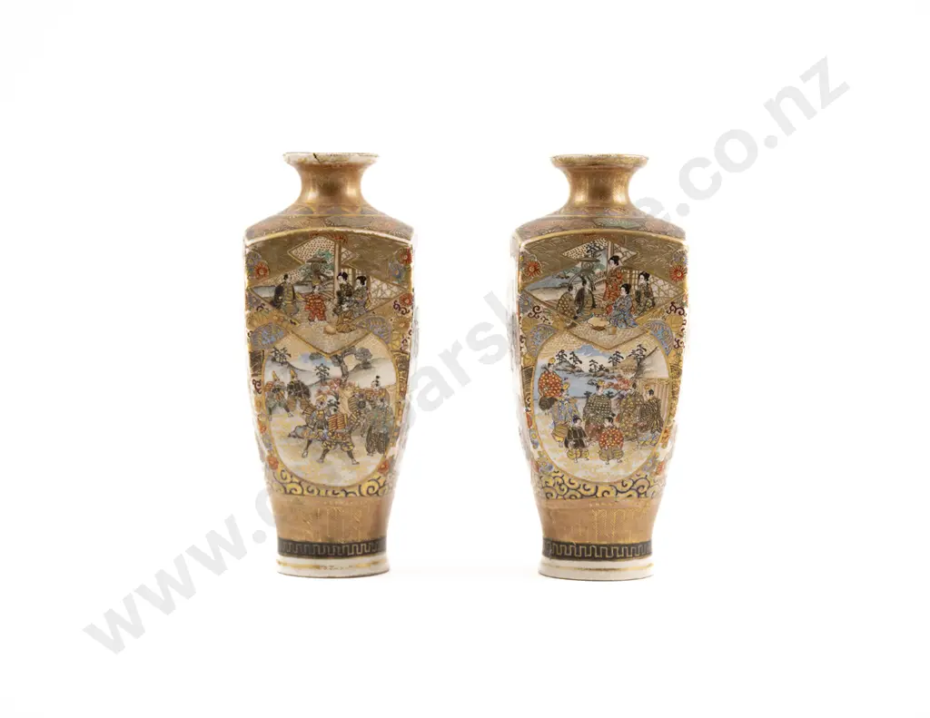 A Pair of Meiji Period Satsuma Vases Image 1++