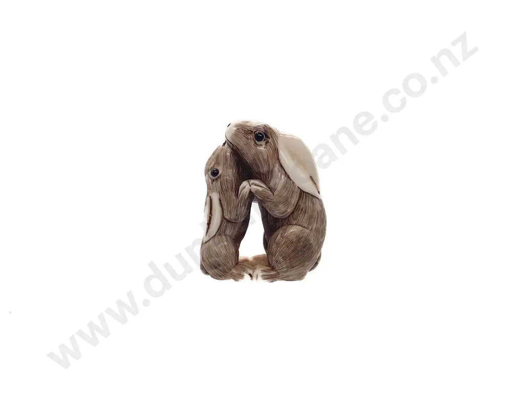 Ivory Netsuke of Two Rabbits Image 1++