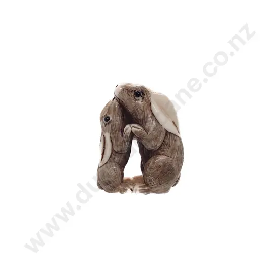 Ivory Netsuke of Two Rabbits