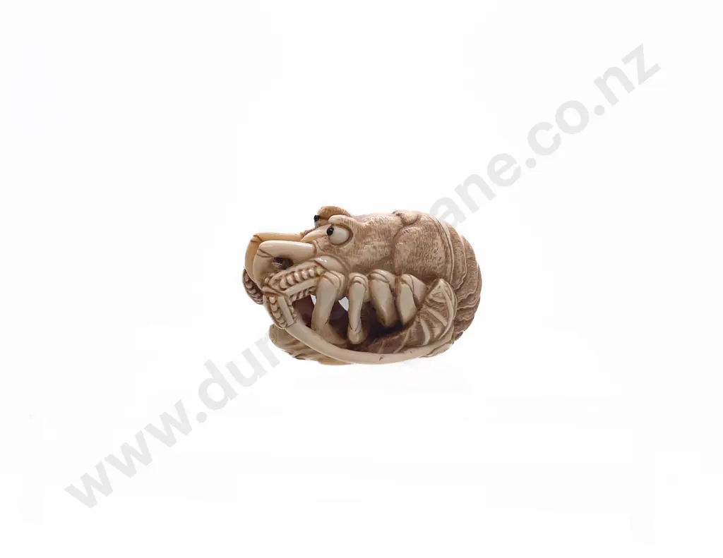 Signed Ivory Netsuke of a Scrimp Image 1++