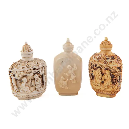 Three Chinese Ivory Snuff Bottles