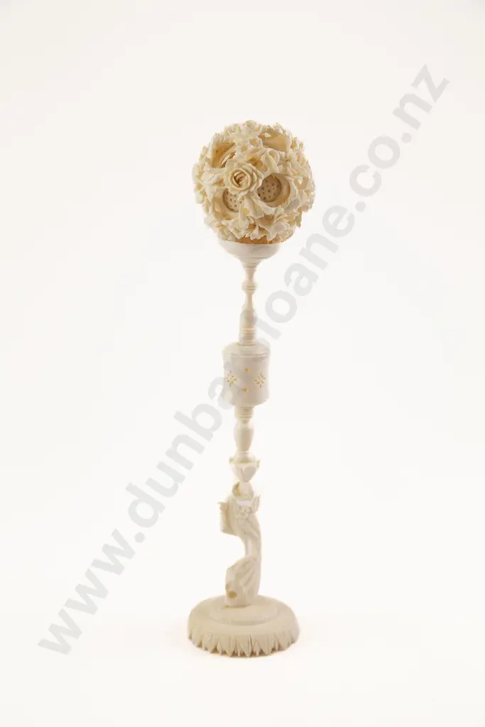Ivory Puzzle Ball On Stand Image 1++
