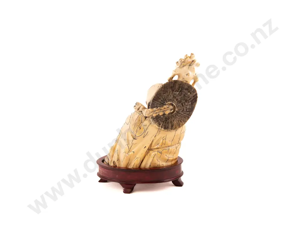 A 19th Century Chinese Carved Mammoth Tooth Ivory Figure Of A Sage Image 1++