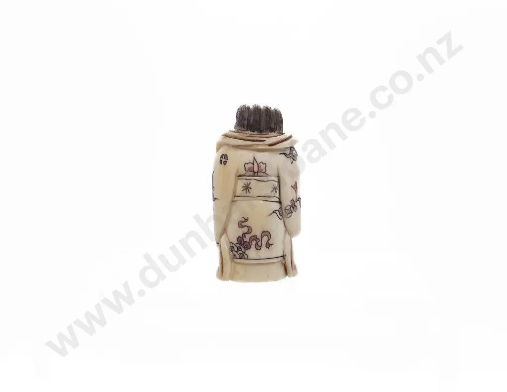 Stained Ivory Okimono of the Goddess Benten Holding Her Shamisen Image 1++