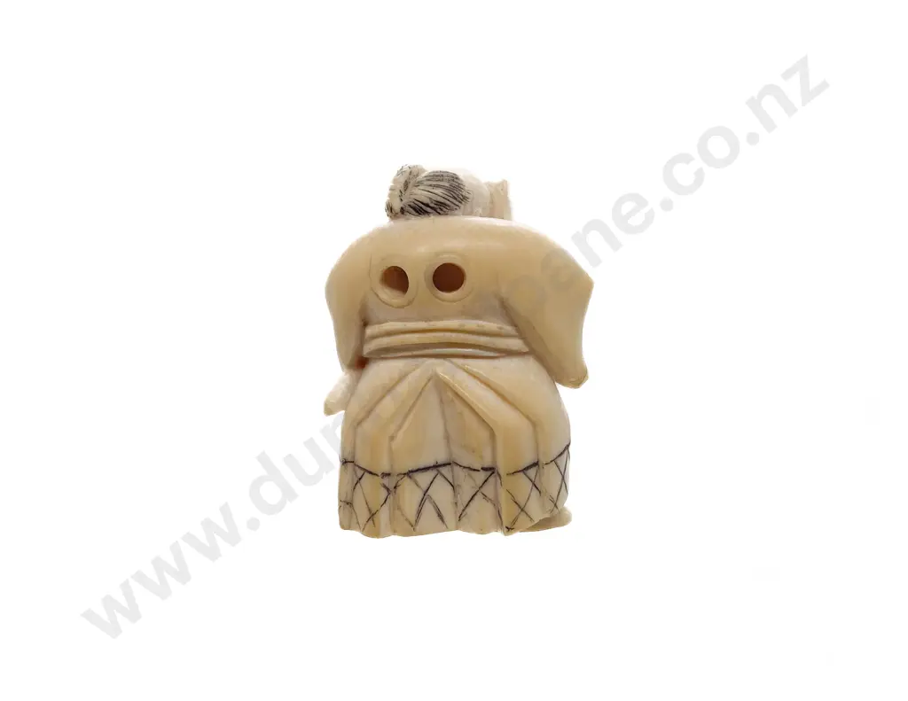 Ivory Netsuke of a Actor Wearing a Demon Noh Mask Image 1++